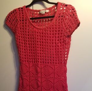 Coral Open Knit Dress
